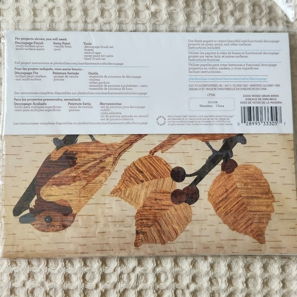 Martha Stewart Crafts Decoupage Wood Grain Birds Floral Leaves - Picture 2 of 3